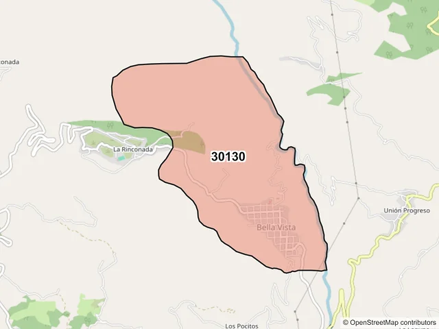 Mapa del código postal 30130, Bella Vista, Chiapas