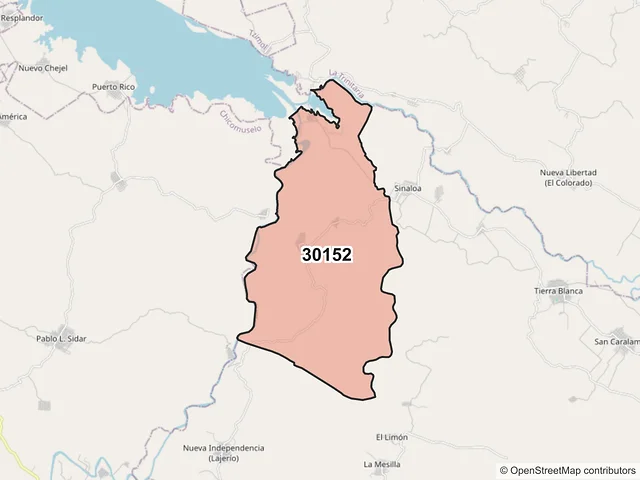 Mapa del código postal 30152, Frontera Comalapa, Chiapas