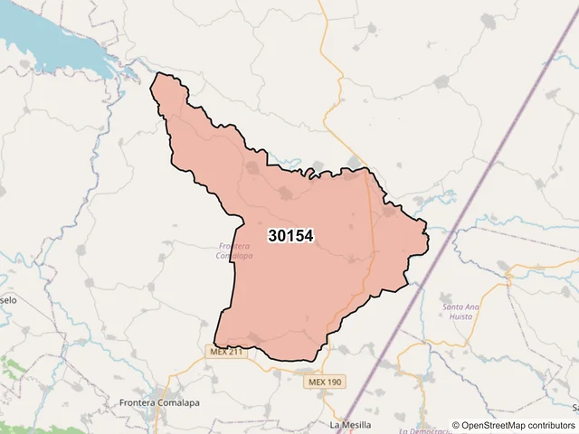 Mapa del código postal 30154, Frontera Comalapa, Chiapas