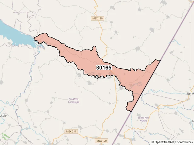 Mapa del código postal 30165, La Trinitaria, Chiapas