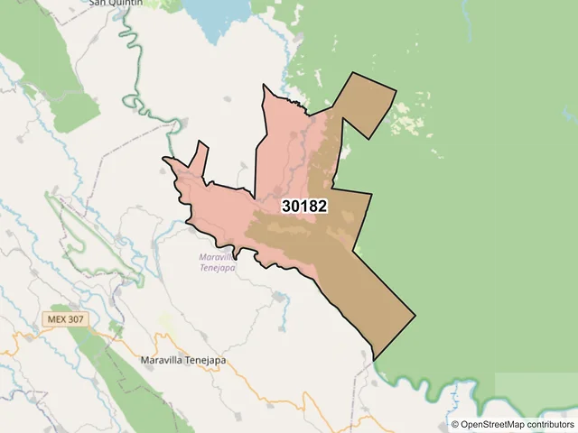 Mapa del código postal 30182, Maravilla Tenejapa, Chiapas