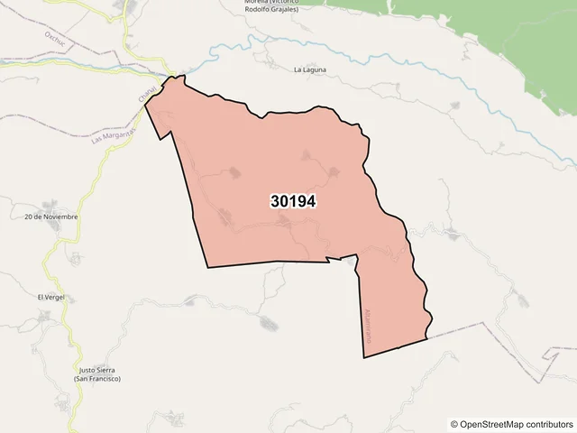 Mapa del código postal 30194, Altamirano, Chiapas