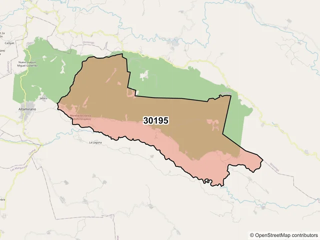 Mapa del código postal 30195, Altamirano, Chiapas