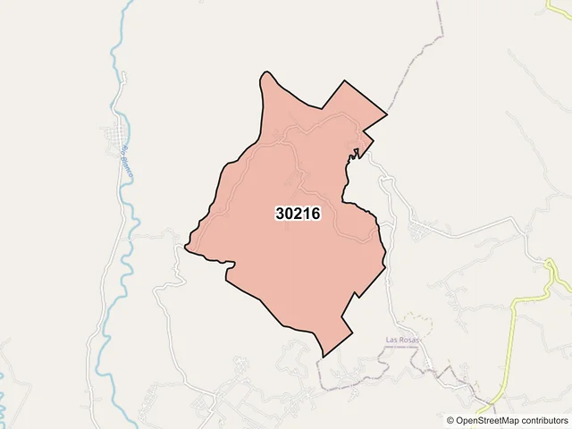 Mapa del código postal 30216, Venustiano Carranza, Chiapas