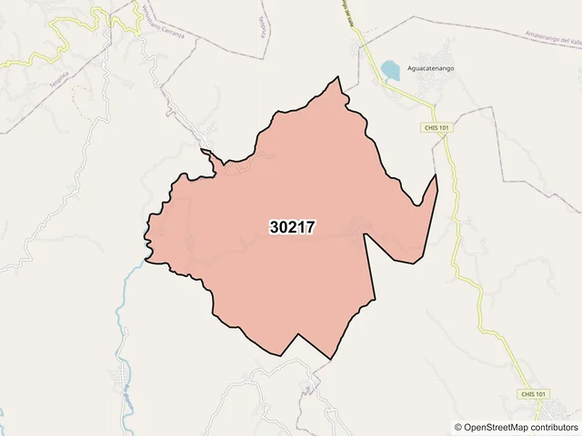 Mapa del código postal 30217, Venustiano Carranza, Chiapas