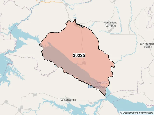 Mapa del código postal 30225, Venustiano Carranza, Chiapas