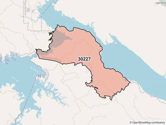 Mapa del código postal 30227, Venustiano Carranza, Chiapas