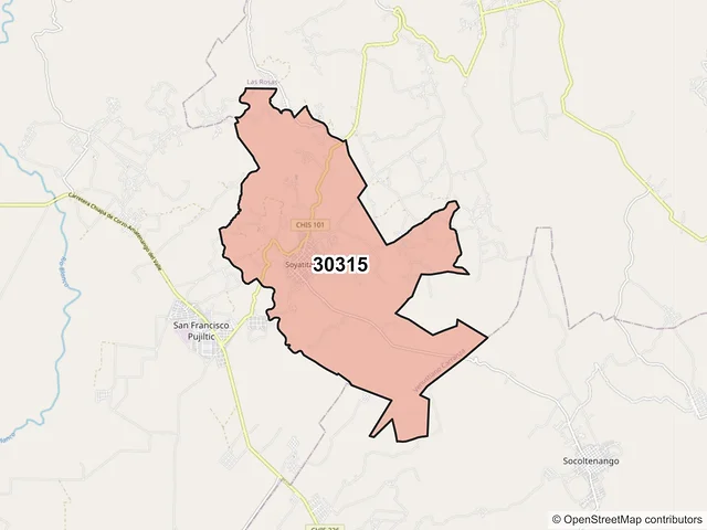 Mapa del código postal 30315, Venustiano Carranza, Chiapas