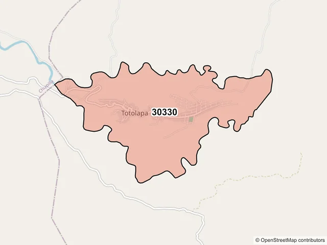 Mapa del código postal 30330, Totolapa, Chiapas
