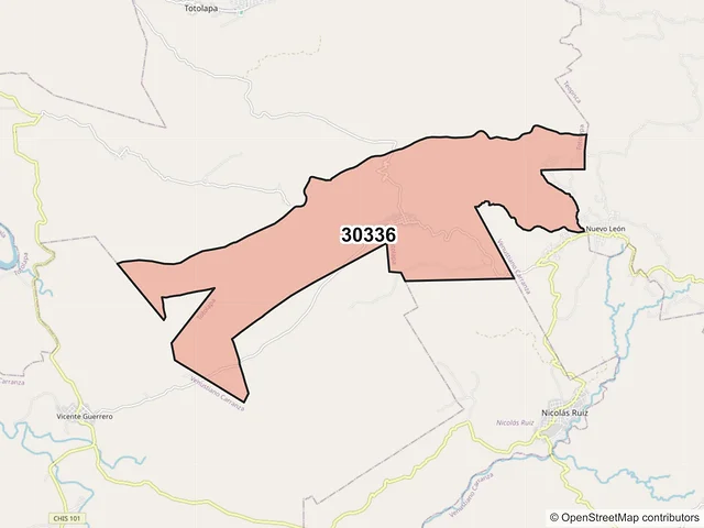 Mapa del código postal 30336, Totolapa, Chiapas