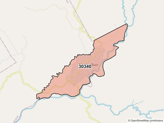 Mapa del código postal 30340, Nicolás Ruíz, Chiapas