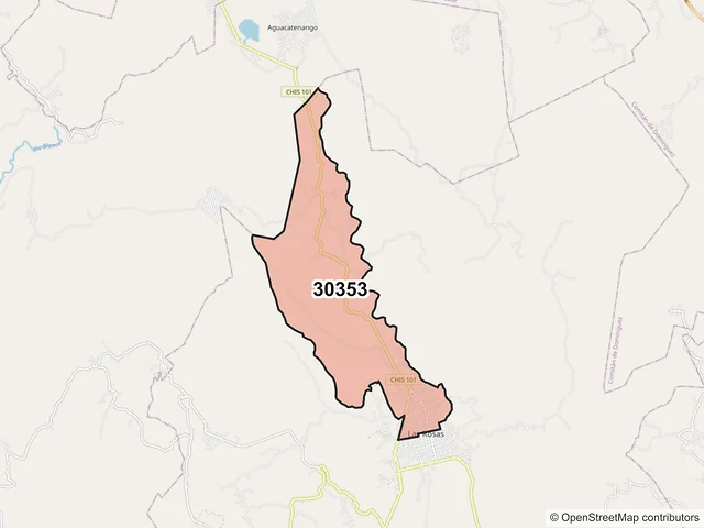 Mapa del código postal 30353, Las Rosas, Chiapas