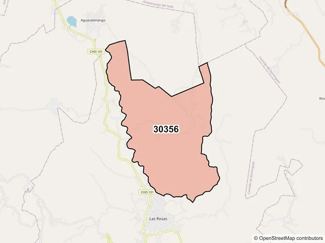 Mapa del código postal 30356, Las Rosas, Chiapas