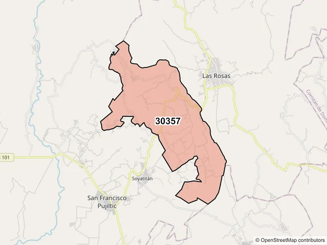 Mapa del código postal 30357, Las Rosas, Chiapas