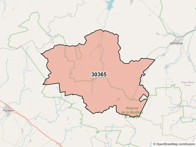 Mapa del código postal 30365, La Concordia, Chiapas