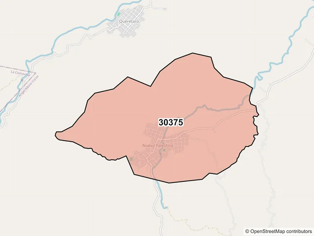 Mapa del código postal 30375, Angel Albino Corzo, Chiapas