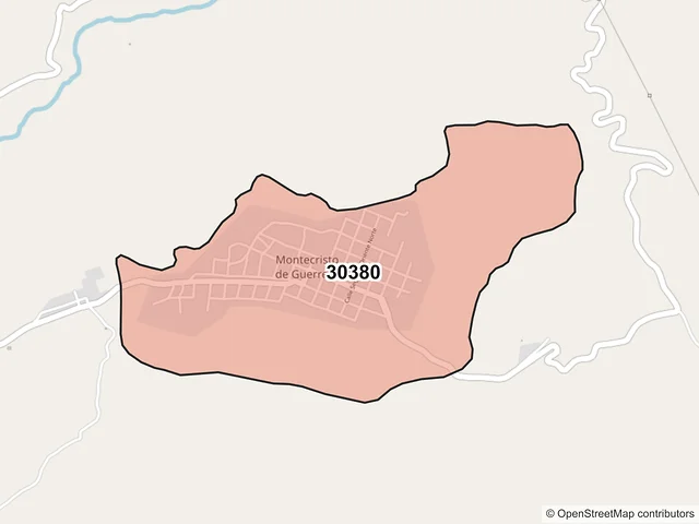 Mapa del código postal 30380, Montecristo de Guerrero, Chiapas