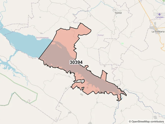 Mapa del código postal 30394, Socoltenango, Chiapas