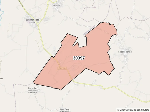 Mapa del código postal 30397, Socoltenango, Chiapas