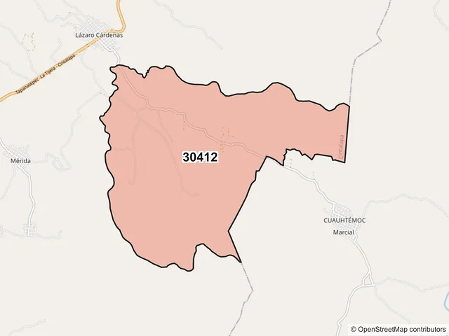 Mapa del código postal 30412, Cintalapa, Chiapas