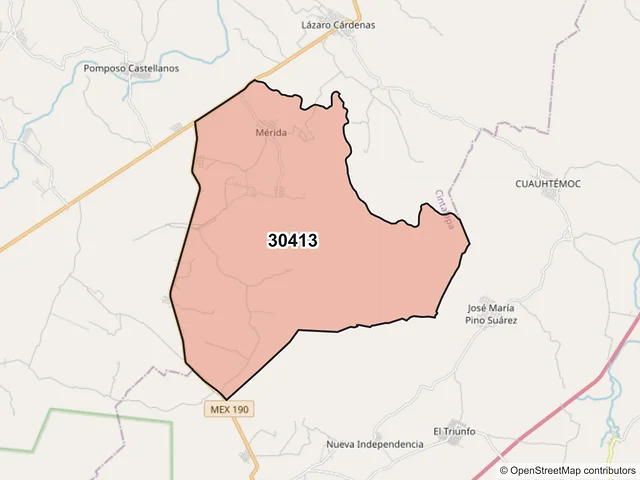 Mapa del código postal 30413, Cintalapa, Chiapas