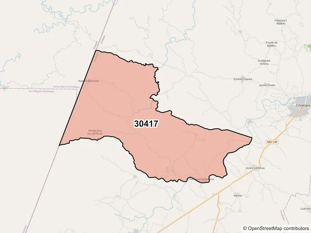Mapa del código postal 30417, Cintalapa, Chiapas