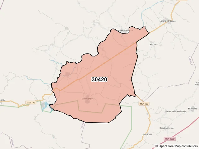 Mapa del código postal 30420, Cintalapa, Chiapas