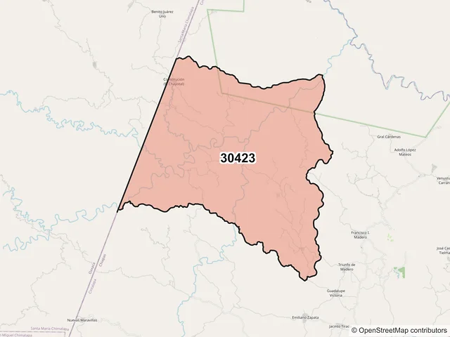 Mapa del código postal 30423, Cintalapa, Chiapas