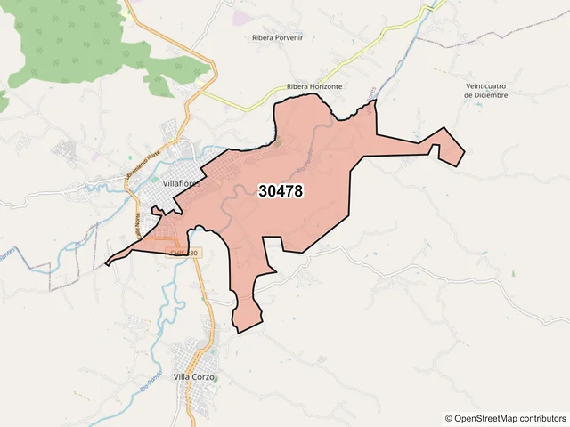 Mapa del código postal 30478, Villaflores, Chiapas