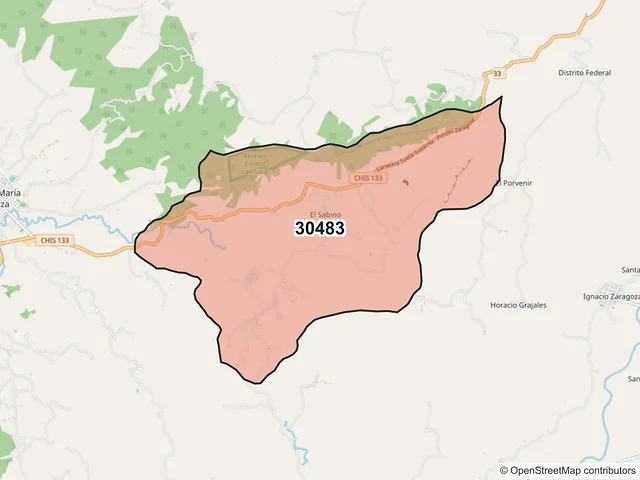 Mapa del código postal 30483, Villaflores, Chiapas
