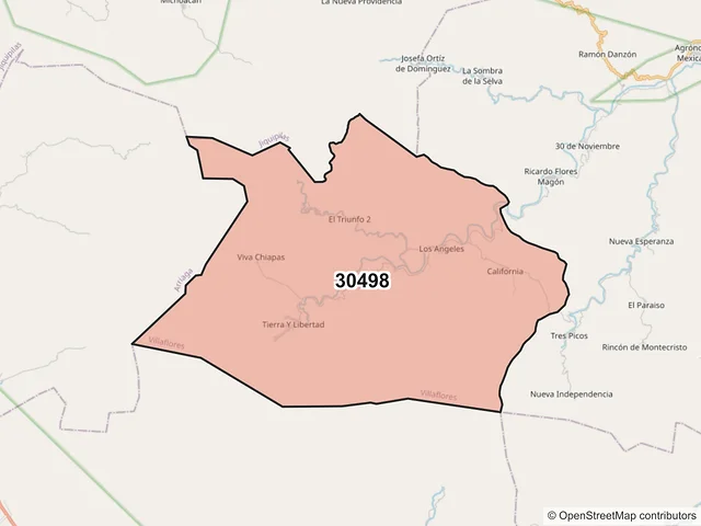 Mapa del código postal 30498, Villaflores, Chiapas