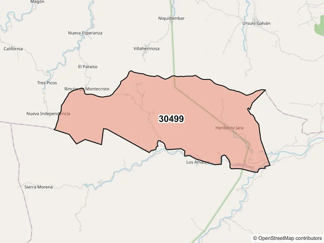 Mapa del código postal 30499, Villaflores, Chiapas