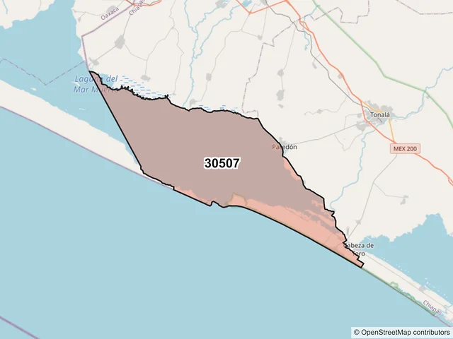 Mapa del código postal 30507, Tonalá, Chiapas