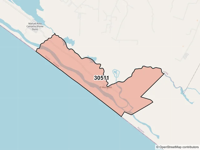 Mapa del código postal 30511, Tonalá, Chiapas