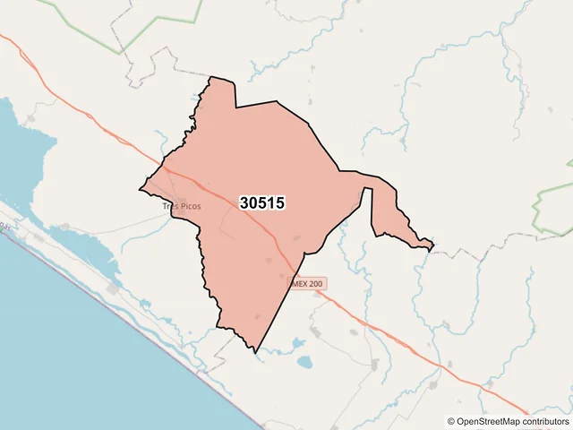Mapa del código postal 30515, Tonalá, Chiapas