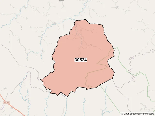 Mapa del código postal 30524, Villa Corzo, Chiapas