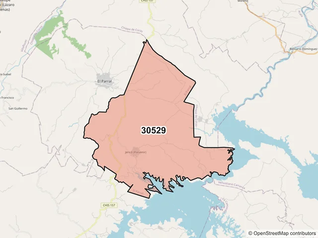 Mapa del código postal 30529, El Parral, Chiapas