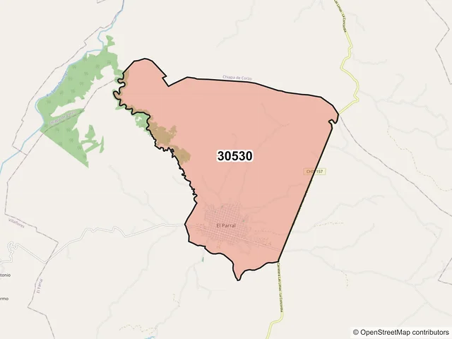 Mapa del código postal 30530, El Parral, Chiapas
