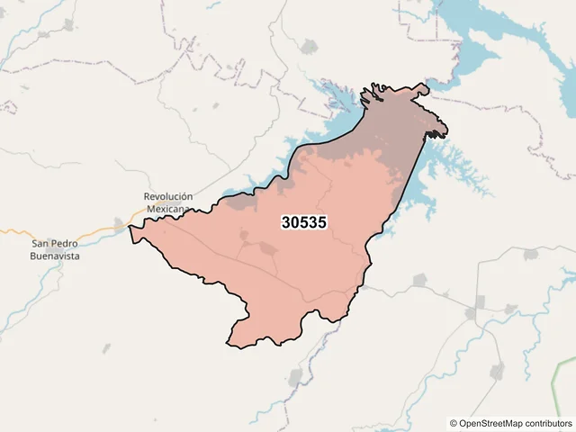 Mapa del código postal 30535, Villa Corzo, Chiapas