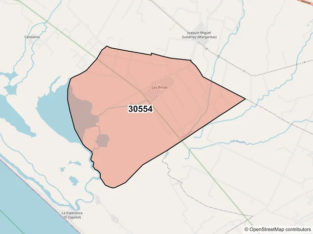 Mapa del código postal 30554, Pijijiapan, Chiapas