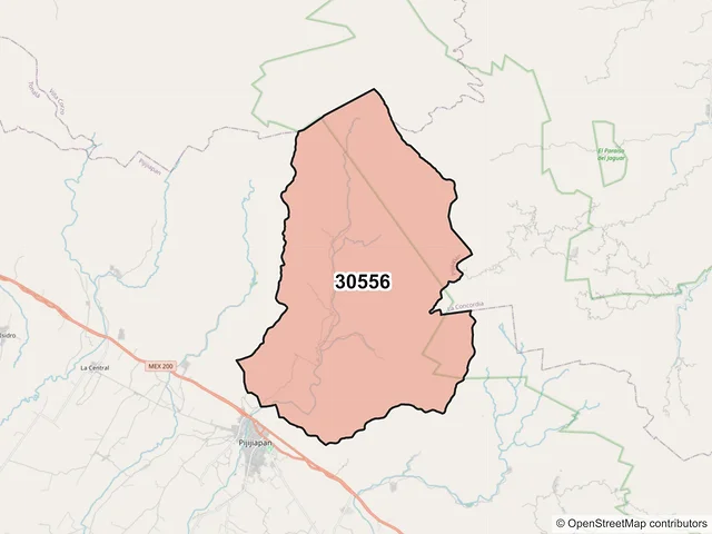 Mapa del código postal 30556, Pijijiapan, Chiapas