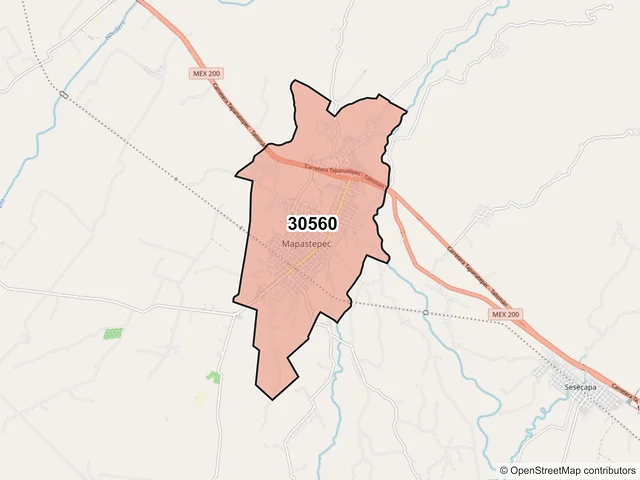 Mapa del código postal 30560, Mapastepec, Chiapas