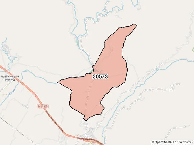 Mapa del código postal 30573, Mapastepec, Chiapas