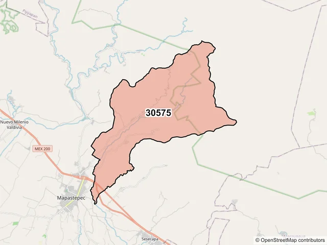 Mapa del código postal 30575, Mapastepec, Chiapas