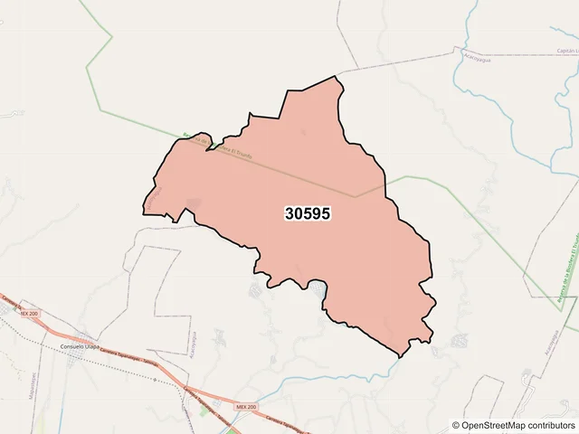 Mapa del código postal 30595, Acacoyagua, Chiapas