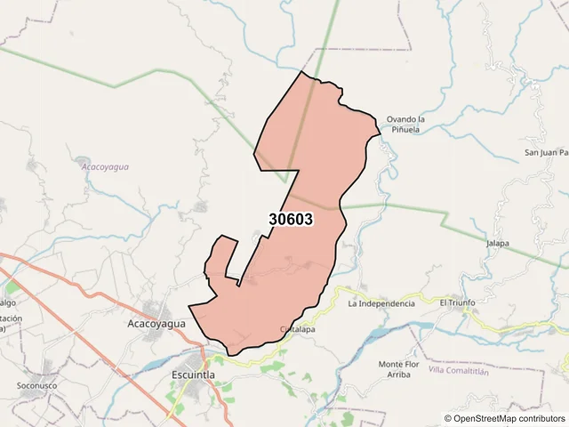 Mapa del código postal 30603, Escuintla, Chiapas
