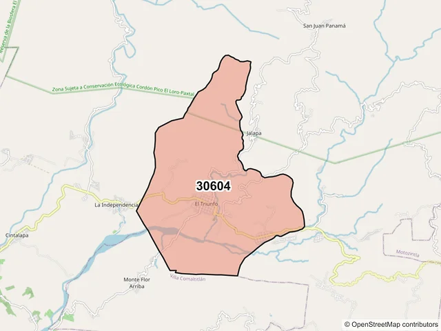 Mapa del código postal 30604, Escuintla, Chiapas