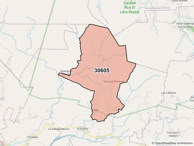 Mapa del código postal 30605, Escuintla, Chiapas