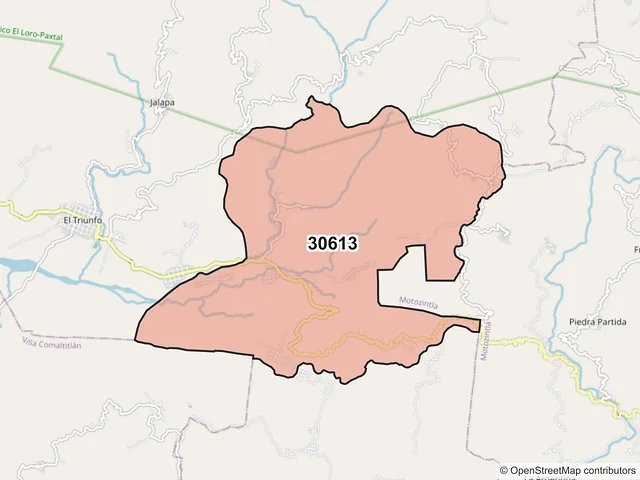 Mapa del código postal 30613, Escuintla, Chiapas