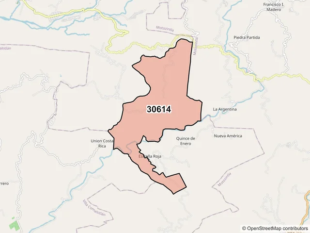 Mapa del código postal 30614, Escuintla, Chiapas